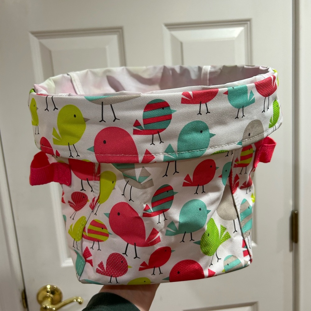 Thirty-One Colorful Bird Print Storage Basket Bin